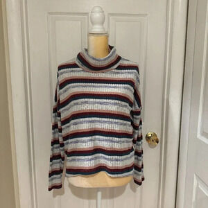 Saturday Sunday by Anthropologie Pippa Haccie Striped Turtleneck Ribbed Sweater